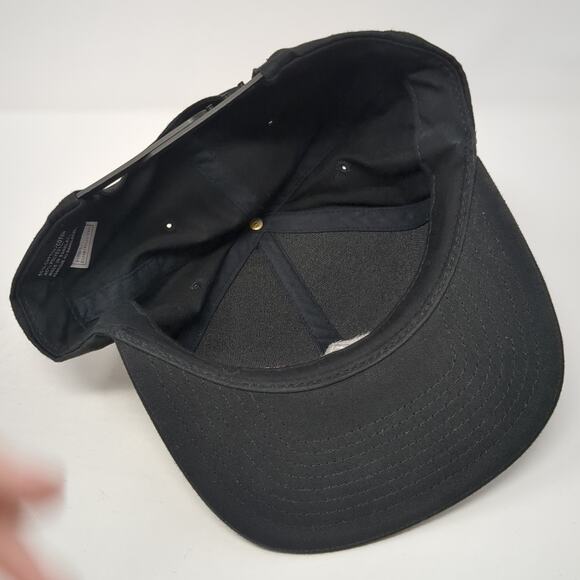 Volcom Stone Logo Snapback Hat Solid Black One Size Embroidered 6 Panel - Picture 7 of 9